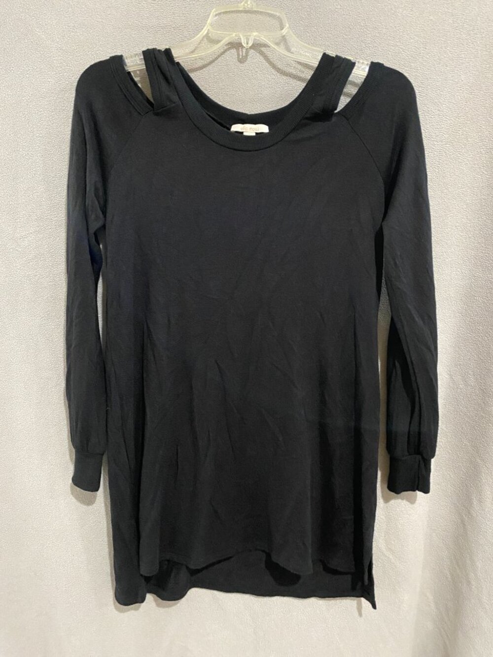 Ella Moss Black Cutout Shoulder Long Sleeve Modal Knit Top Size S